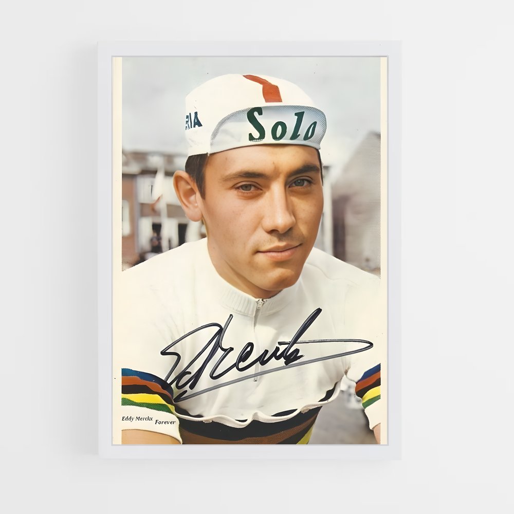Poster Eddy en Blanc – affiche Cyclisme (vue 3)